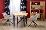 Stół rozkładany SORBUS 100x100 - 200 cm dąb naturalny / czarny MDF do jadalni