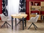Stół rozkładany SORBUS 100x100 - 200 cm dąb naturalny / czarny MDF do jadalni