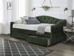 Łóżko tapicerowane z pojemnikiem ALOHA 90x200 cm zielony velvet do sypialni