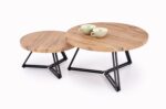 Ława ANGER zestaw 2 ław 75x55 cm dąb złoty / czarny MDF do salonu