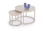 Ława PAOLA zestaw 2 ław trawertyn / kaszmir 60x38 cm MDF do salonu