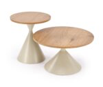 Ława PILAR zestaw 2 ław dąb naturalny / kaszmir 70x50 cm dąb naturalny / dąb złoty / kaszmir MDF do salonu