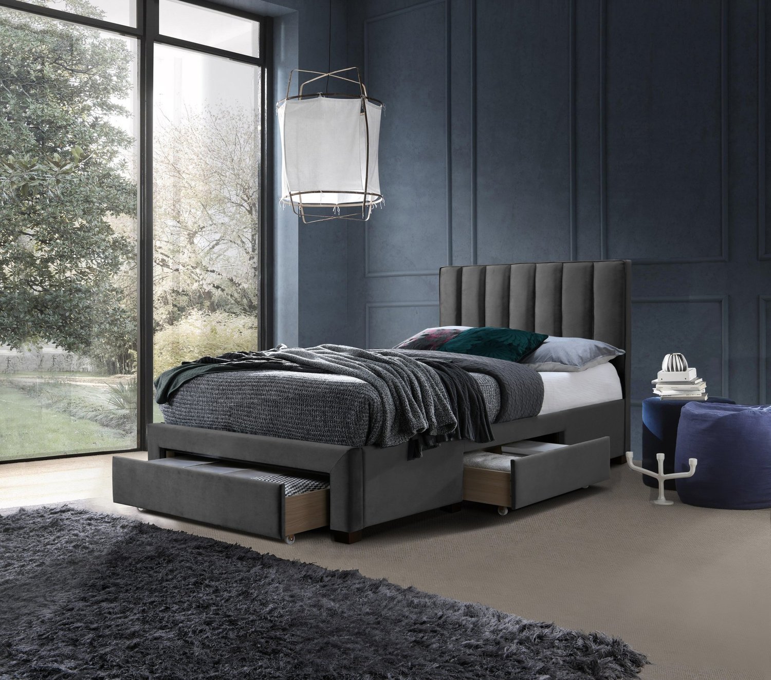 product-6518-1.jpg Łóżko GRACE 120 120x200 cm popielaty velvet do sypialni - obrazek 1