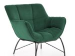 Fotel wypoczynkowy BELTON 74 cm zielony velvet do salonu