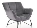 Fotel wypoczynkowy BELTON 74 cm popielaty velvet do salonu