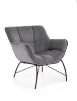 Fotel wypoczynkowy BELTON 74 cm popielaty velvet do salonu