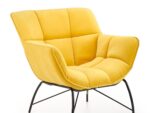 Fotel wypoczynkowy BELTON 74 cm żółty velvet do salonu