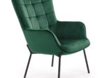 Fotel wypoczynkowy CASTEL 71 cm zielony velvet do salonu