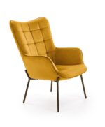 Fotel wypoczynkowy CASTEL 71 cm musztardowy velvet do salonu