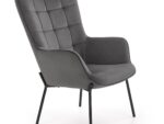 Fotel wypoczynkowy CASTEL 71 cm popielaty velvet do salonu