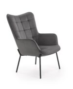 Fotel wypoczynkowy CASTEL 71 cm popielaty velvet do salonu