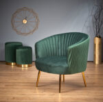 Fotel wypoczynkowy CROWN 78 cm zielony velvet do salonu