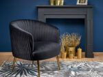 Fotel wypoczynkowy CROWN 78 cm czarny velvet do salonu