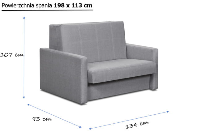 Sofa Maja 2-osobowa z funkcją spania i pojemnikiem EWA Meble