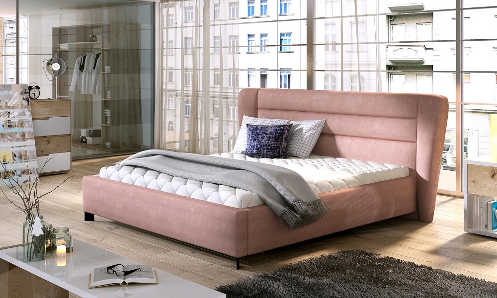 Łóżko ADEL 160 × 200 z pojemnikiem | Tkanina Riviera 38 Zieleń butelkowa Wersal