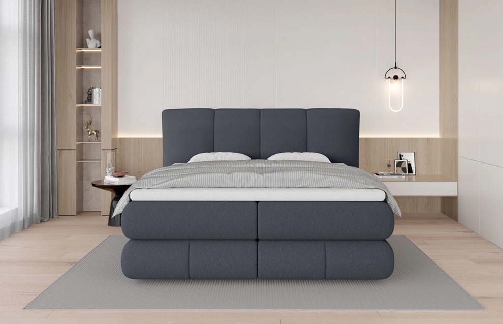 Łóżko kontynentalne ALBERTO 180 × 200 z pojemnikiem | Materac Mini Bonell | Materac Pocket Wersal