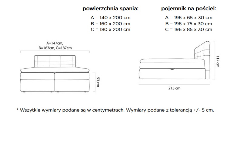 Łóżko kontynentalne LARGO z pojemnikiem | Materac Pocket Wersal