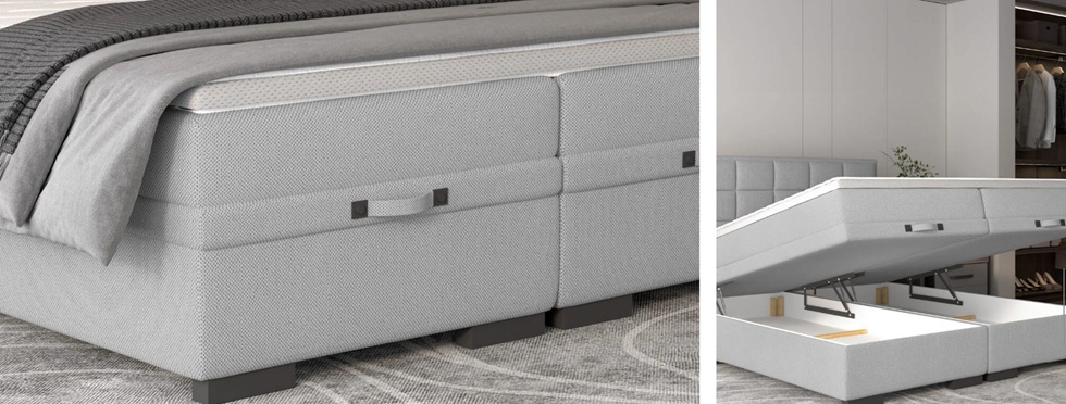 SEMENO Łóżko kontynentalne z pojemnikiem 180x200 | Materac Mini Pocket | Materac Pocket Łóżko kontynentalne SEMENO z pojemnikiem | Materac Mini Pocket | Materac Pocket Wersal