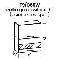 Szafka TIFFANY T9/G60W | Górna 60 z witryną | Ociekarka w opcji Liveo