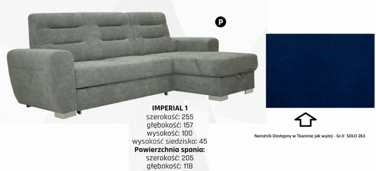 Narożnik IMPERIAL Liveo z funkcją spania i pojemnikiem