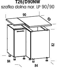 Szafka TIFFANY T26/DNW | Dolna narożna 90/90 Liveo