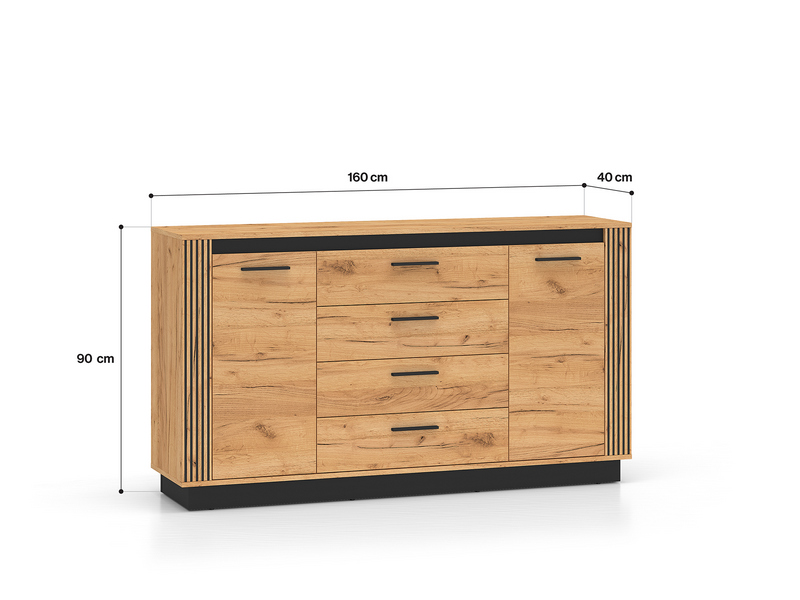 URSO - wymiary Komoda URSO 06 160 cm — craft złoty / czarny ML Meble