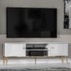 Szafka RTV GOLDIN 06 160 cm — biały alpejski / biały połysk ML Meble
