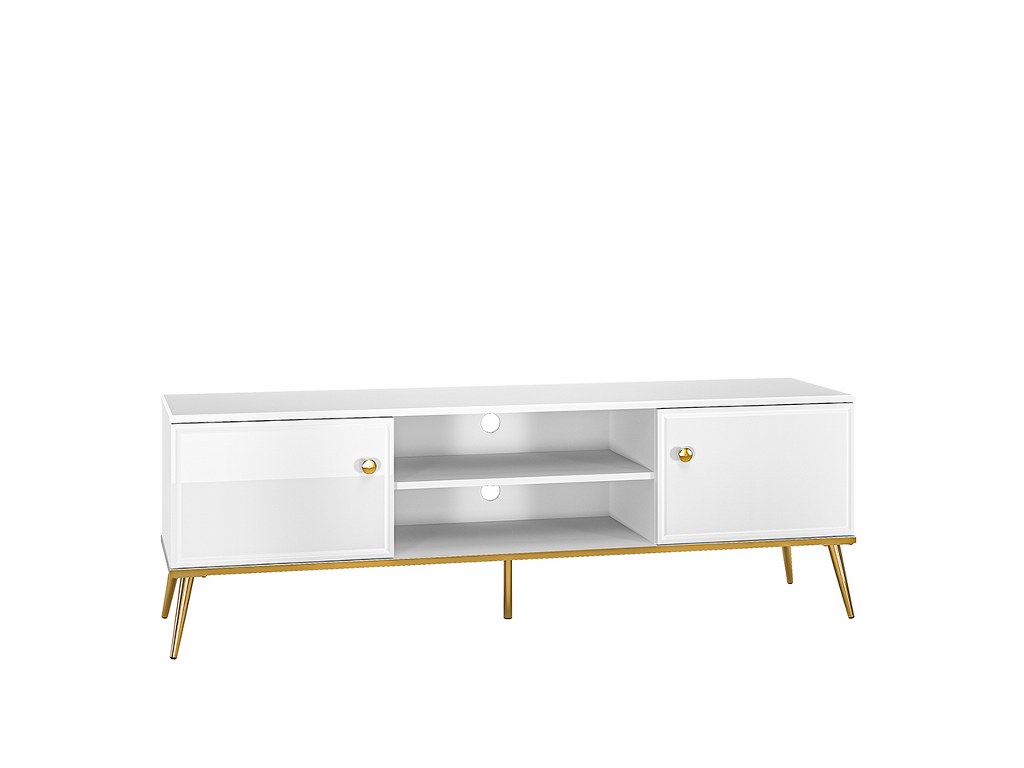 Szafka RTV GOLDIN 06 160 cm — biały alpejski / biały połysk ML Meble