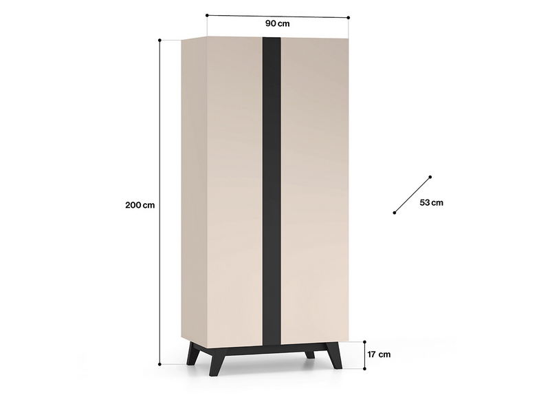 PR_FRESHION_01_F Szafa FRESHION 01 90 cm — kaszmir / czarny ML Meble