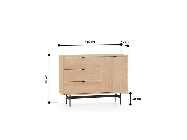 Komoda REYNOS 04 115 cm — dąb mavelie naturalny ML Meble