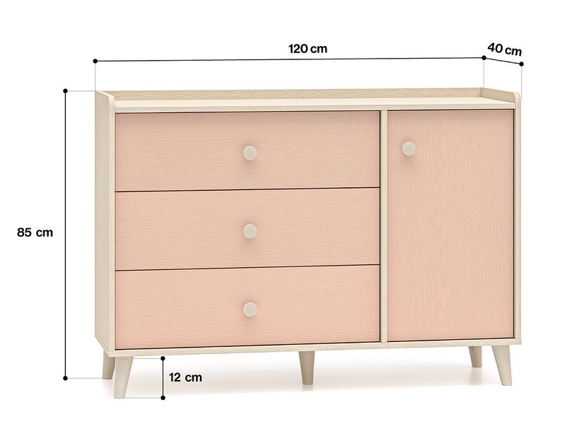 Komoda MEVEL 05 120 | Millenial Pink + Piasek Pustyni ML Meble