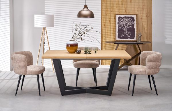 Stół rozkładany MASSIVE 2, 160-250x90x77 cm dąb naturalny / czarny