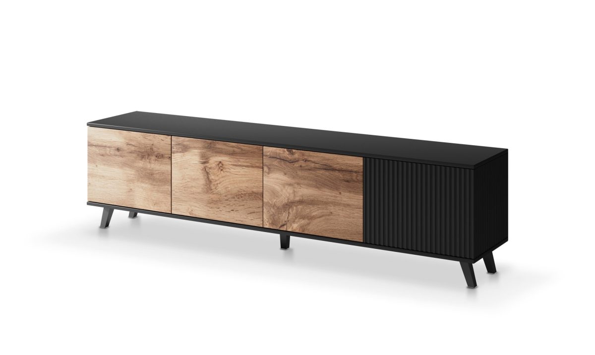 Stolik RANDOM RTV-3, RTV 200 cm dąb wotan / czarny