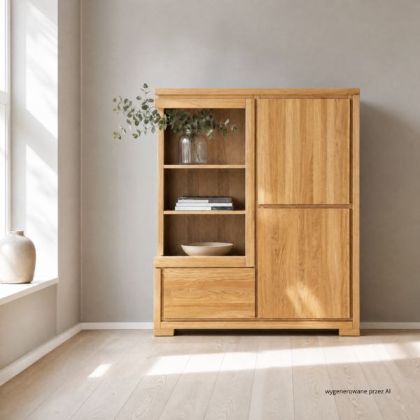 Witryna dębowa CLASSIC KW353 LEWA SZKŁO