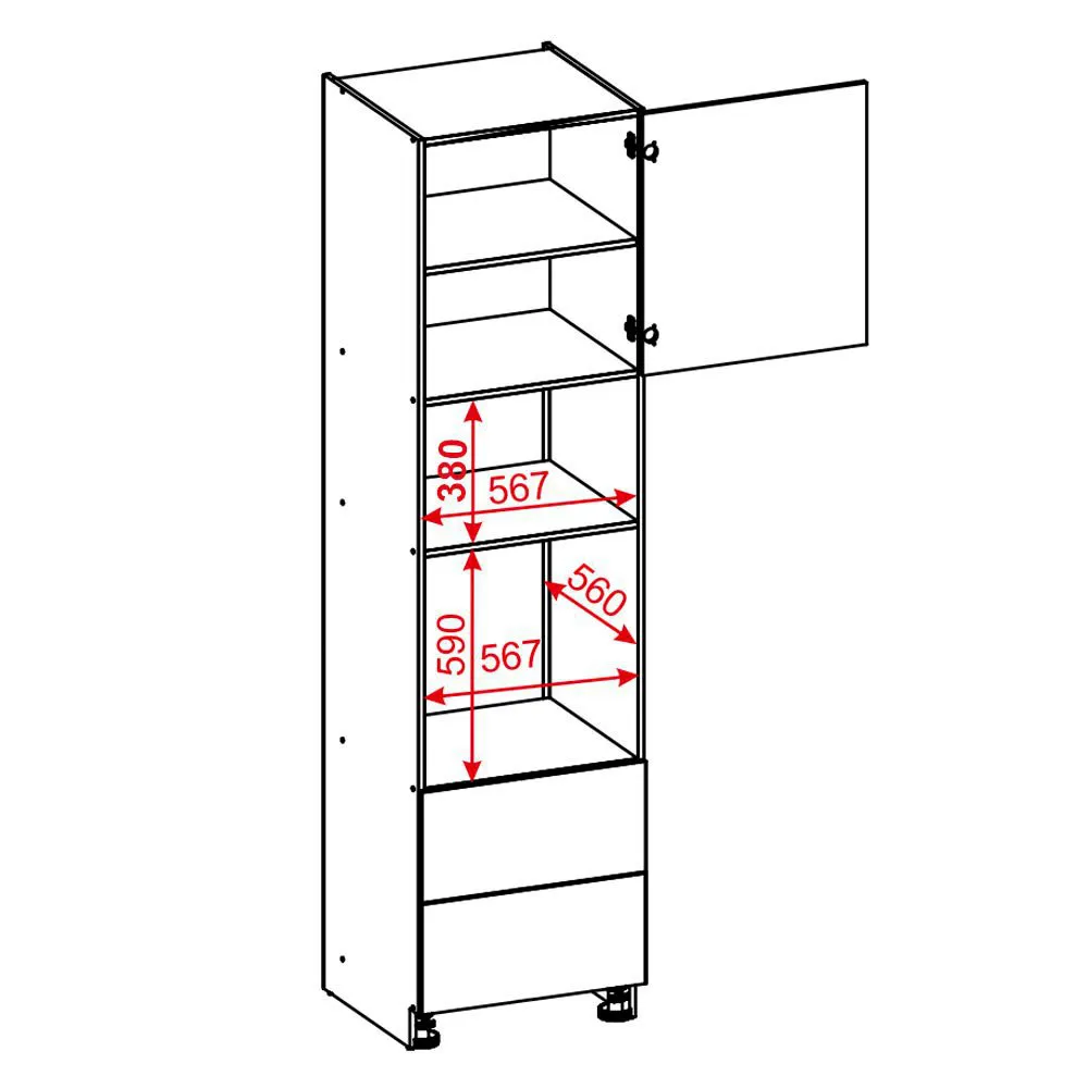 60 dolna słupek zabudowa piekarnika i mikrofalówki, 2 szuflady wys 235.7 cm Layman 2 60 dolna słupek zabudowa piekarnika i mikrofalówki, 2 szuflady wys 235.7 cm Layman 2