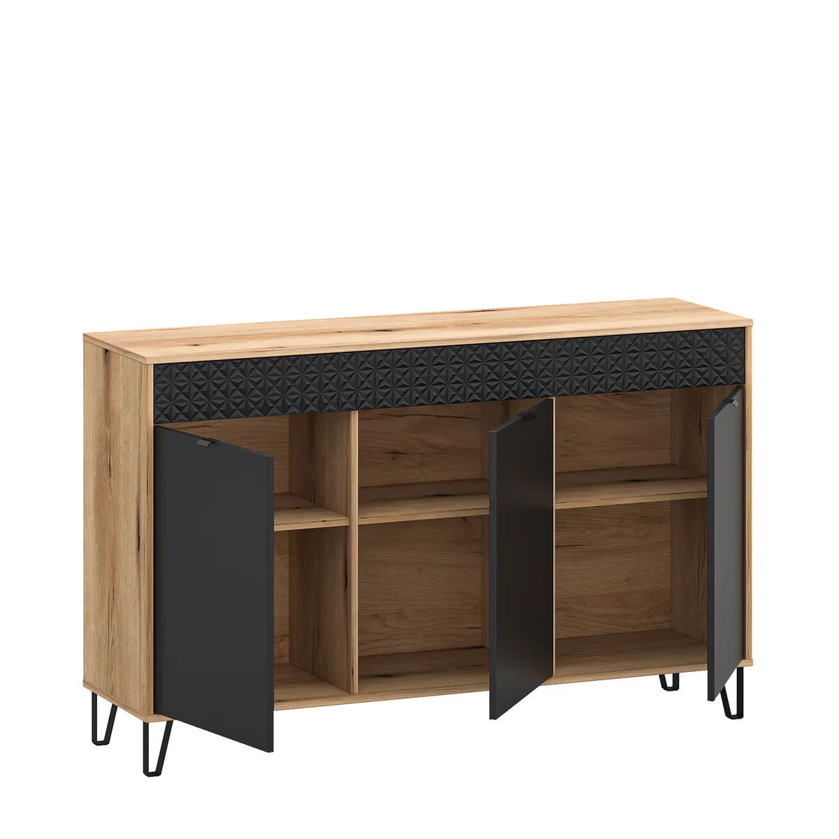 Komoda BELLANO 3d [G] dąb evok / czarny | Mebelbos — zdjęcie 3