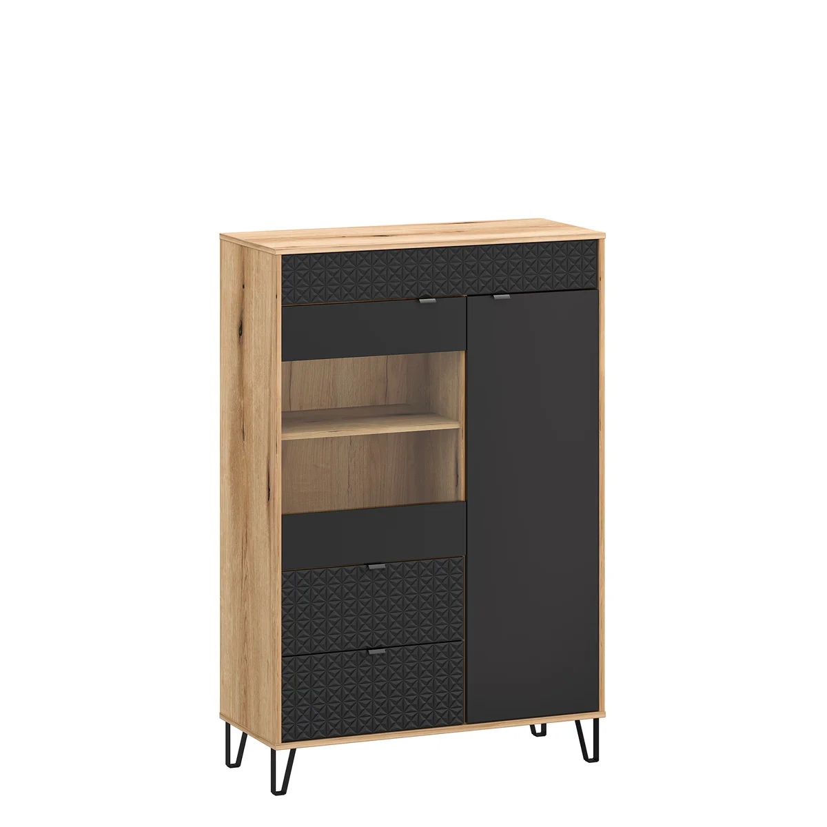 Witryna BELLANO niska 1d1w2s [C2] dąb evok / czarny | Mebelbos