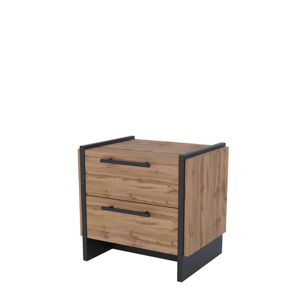 Szafka AMINO nocna 2s - 2szt dąb wotan / czarny | Mebelbos Szafka AMINO nocna 2s - 2szt dąb wotan / czarny | Mebelbos