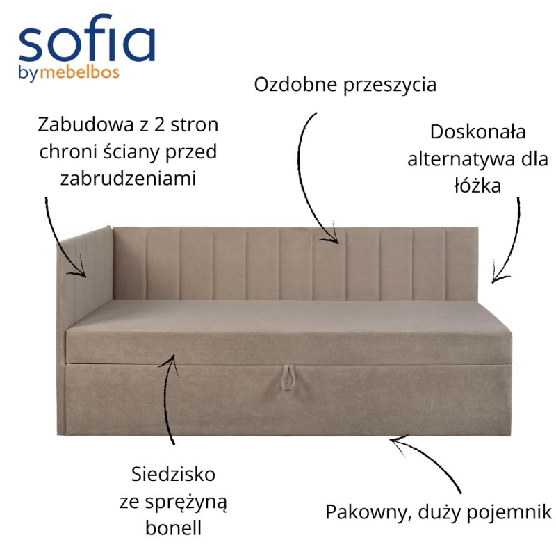 Tapczan CROPP Uttario Velvet 2976 beż | Mebelbos — zdjęcie 12