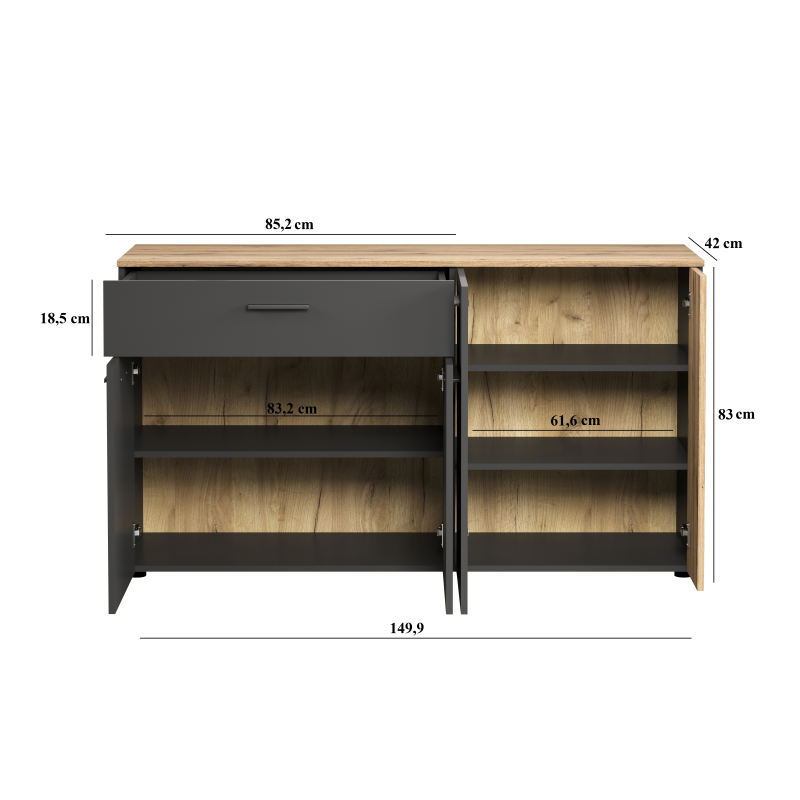 Komoda ESTEBAN 4d1s grafit / dąb evok [2312.874] | Mebelbos — zdjęcie 6