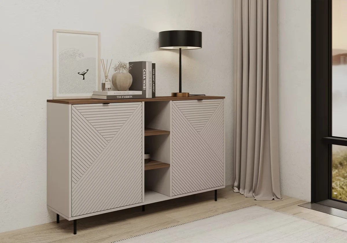 Komoda EVO z półkami 2d [EO8] kaszmir / dąb castello | Mebelbos — zdjęcie 6