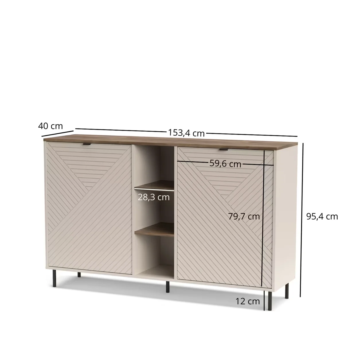 Komoda EVO z półkami 2d [EO8] kaszmir / dąb castello | Mebelbos — zdjęcie 2