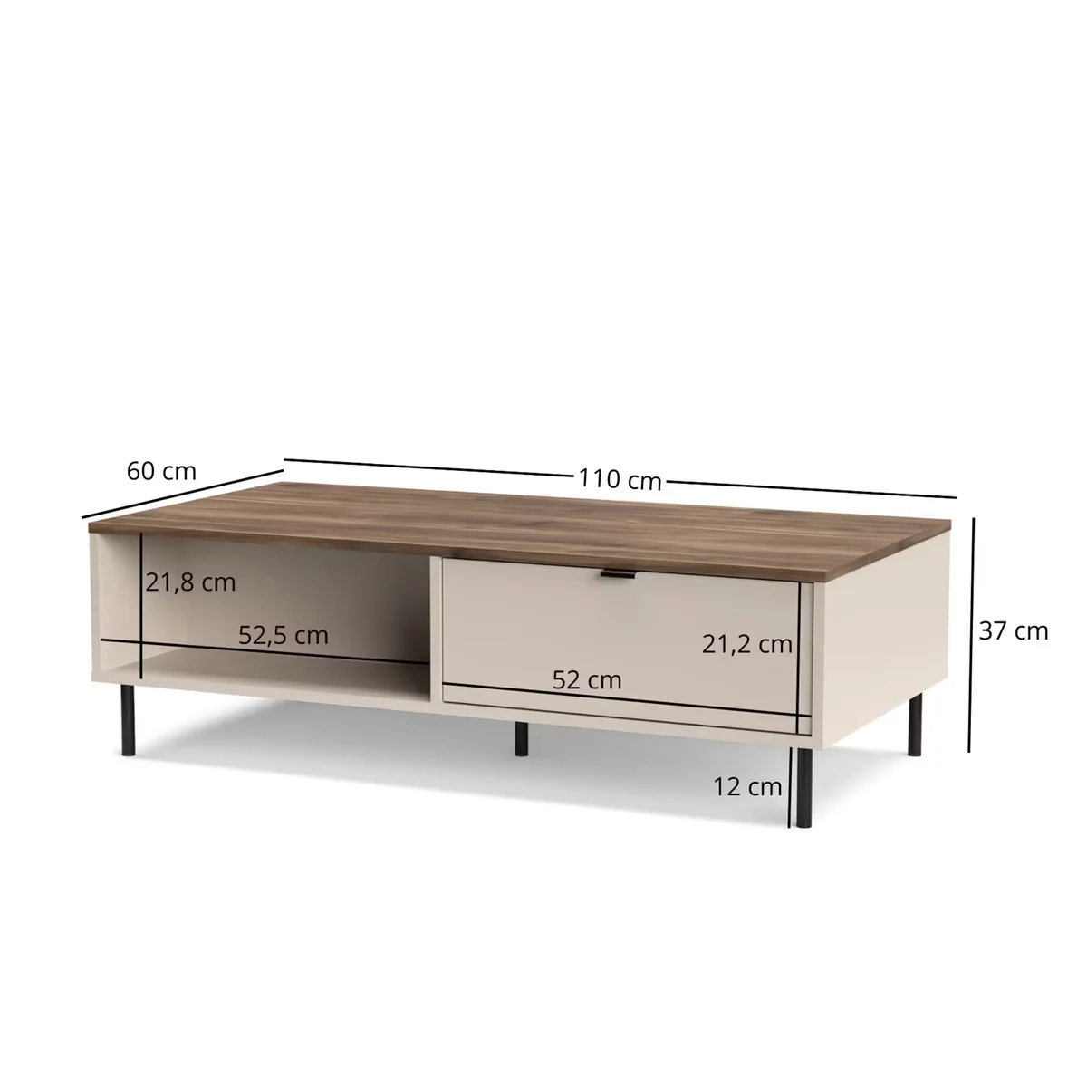 Ława EVO 2s/110 [EO4] kaszmir / dąb castello | Mebelbos — zdjęcie 2