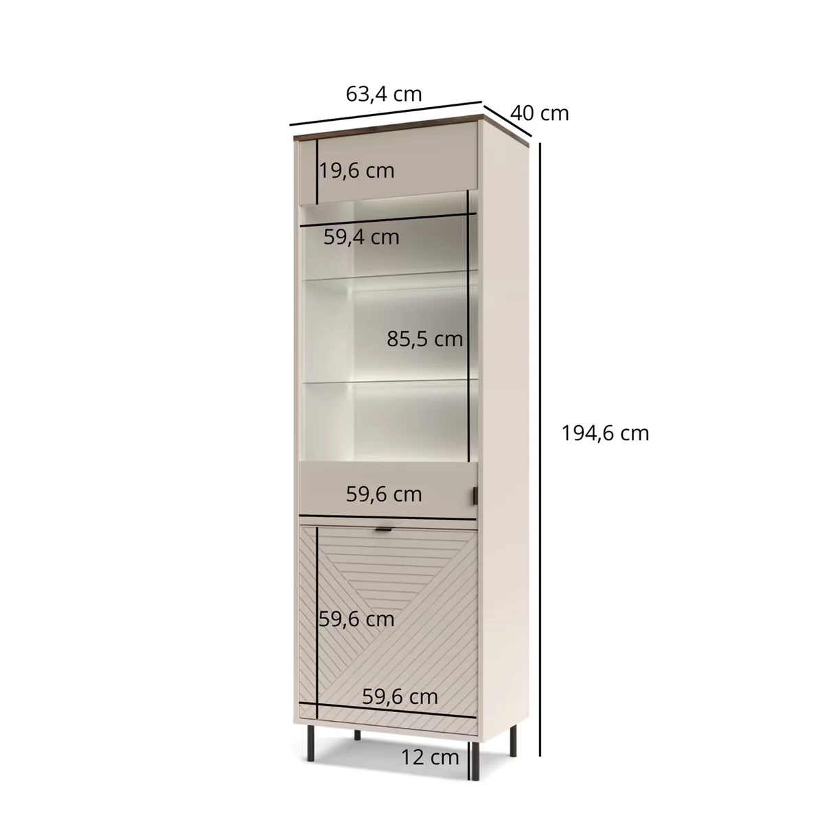 Witryna EVO 1d1w [EO6] kaszmir / dąb castello | Mebelbos — zdjęcie 2