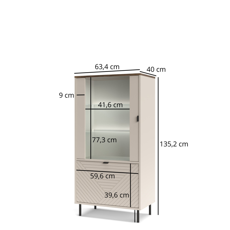 Witryna EVO niska 1d1w [EO7] kaszmir / dąb castello | Mebelbos — zdjęcie 2