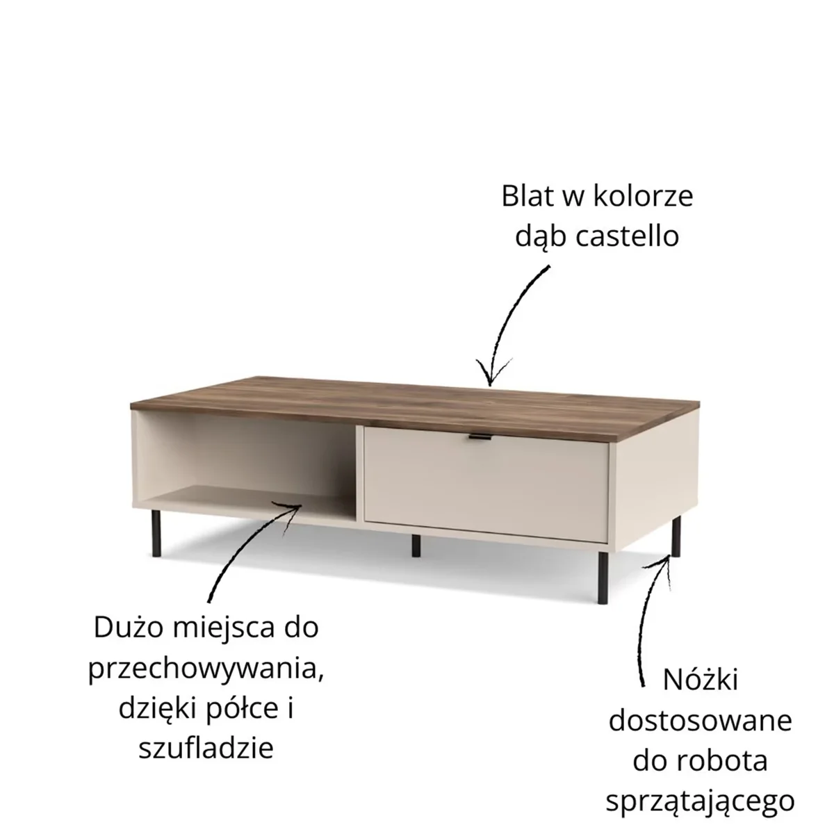 Ława EVO 2s/110 [EO4] kaszmir / dąb castello | Mebelbos — zdjęcie 7