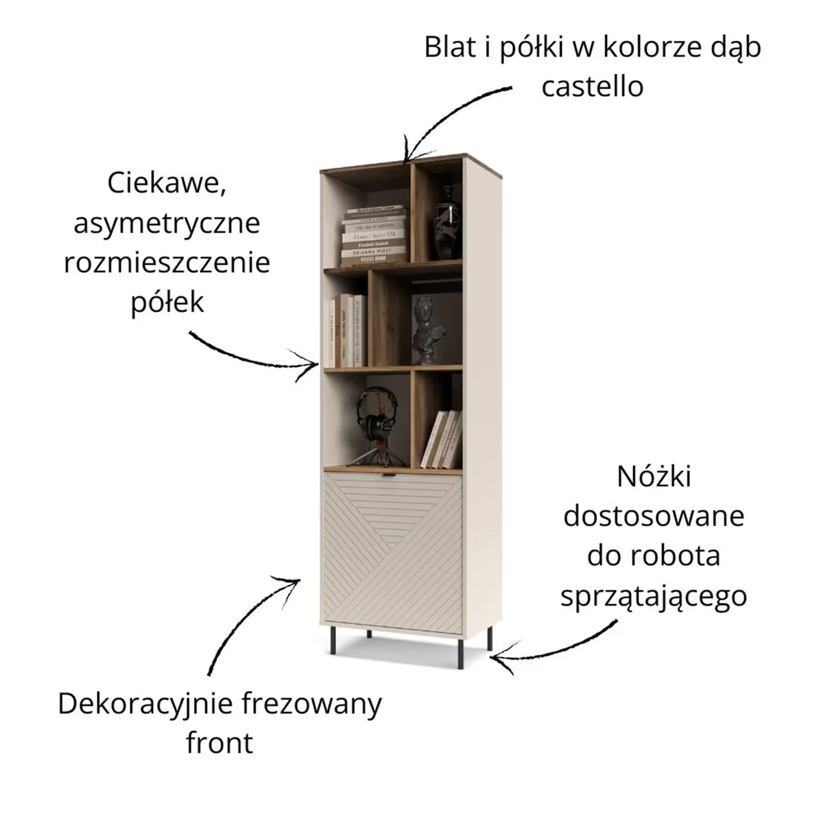 Regał EVO otwarty 1d [EO5] kaszmir / dąb castello | Mebelbos — zdjęcie 8
