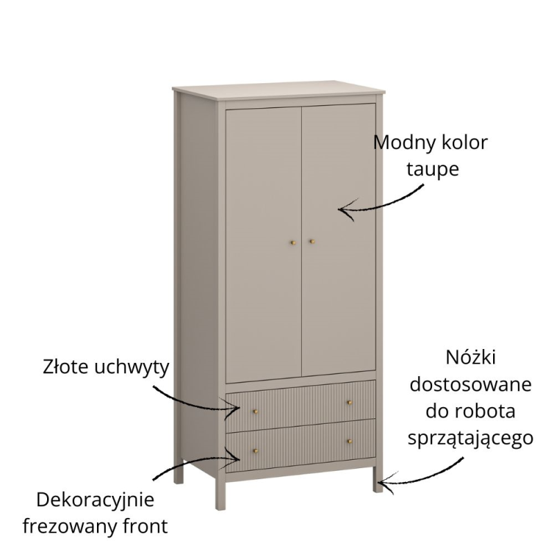 Szafa KLEO 2d2s [F] taupe | Mebelbos — zdjęcie 6