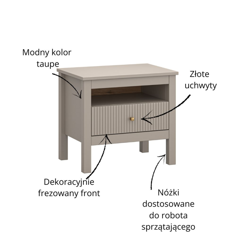 Szafka KLEO nocna 1s [X] taupe | Mebelbos — zdjęcie 6