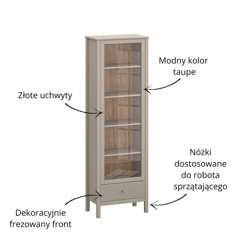 Witryna KLEO 1w1s [A] taupe | Mebelbos — zdjęcie 7